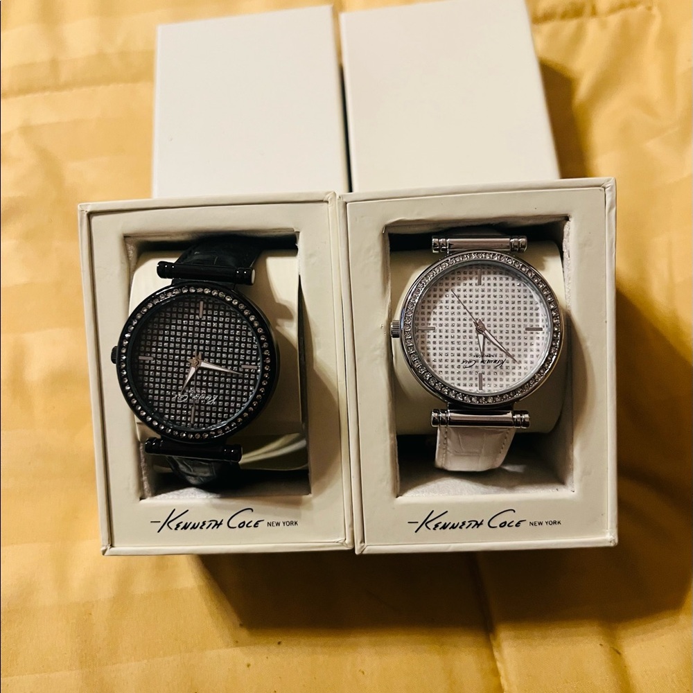 Kenneth Cole ladies watch set!  One black and one white. Never worn!